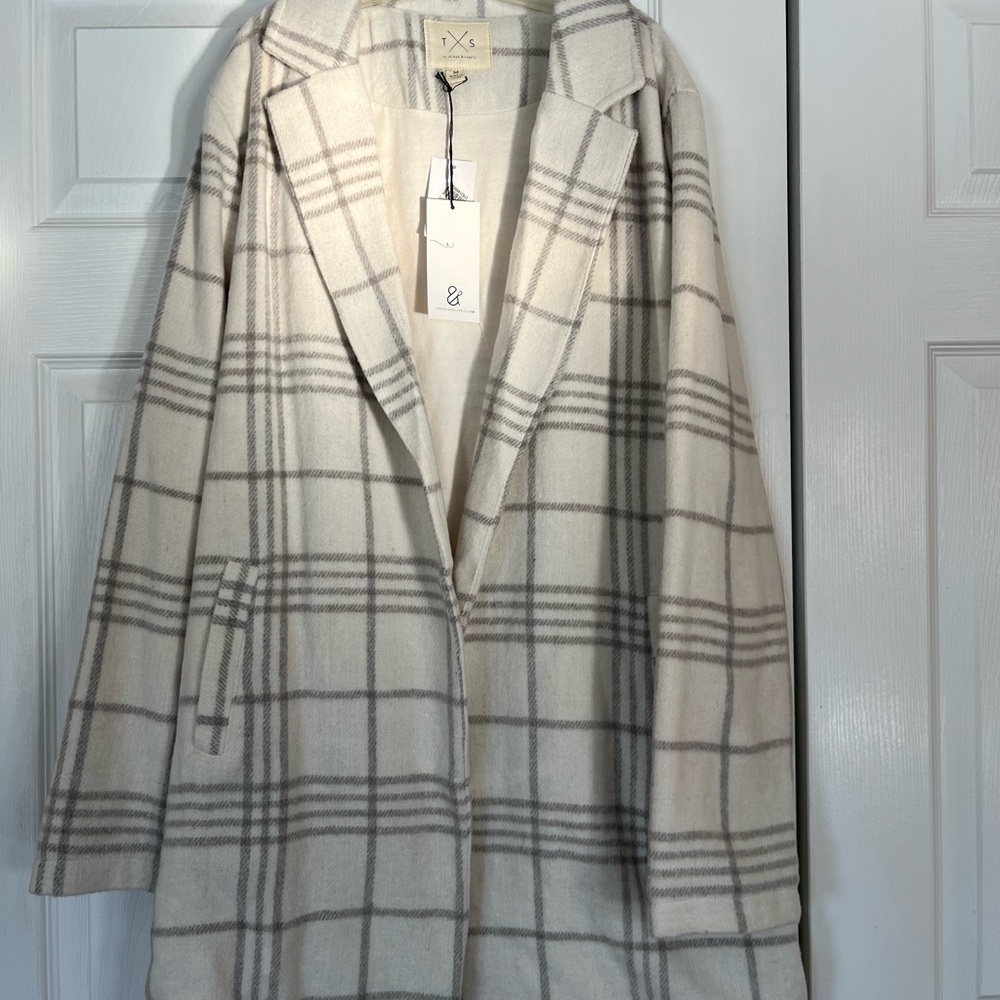 Ivory Plaid Long Coat